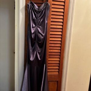 Strapless Purple Satin Mermaid Dress